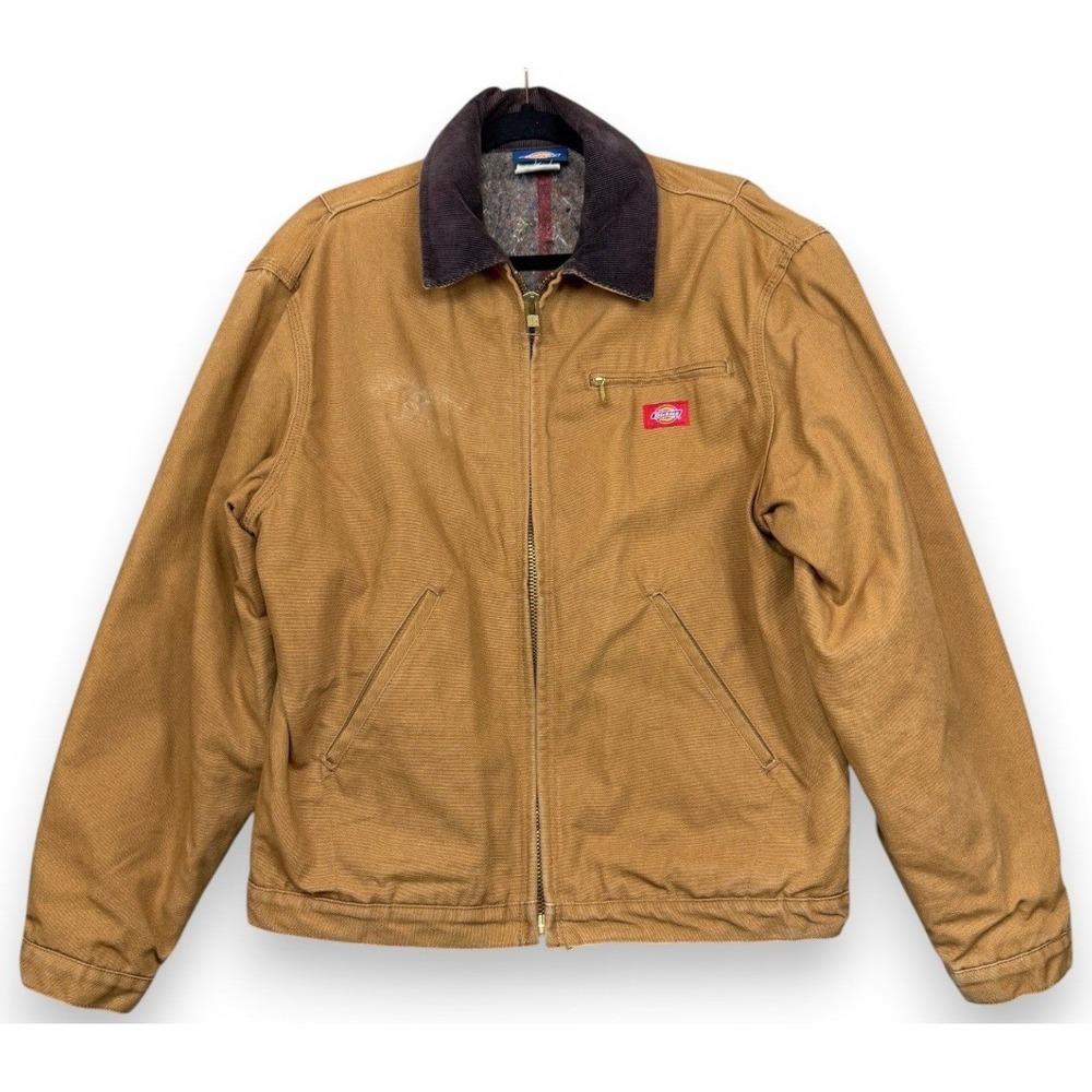 Vintage Dickies Detroit‎ Canvas Jacket Mens Large Blanket Lined Distressed 90s